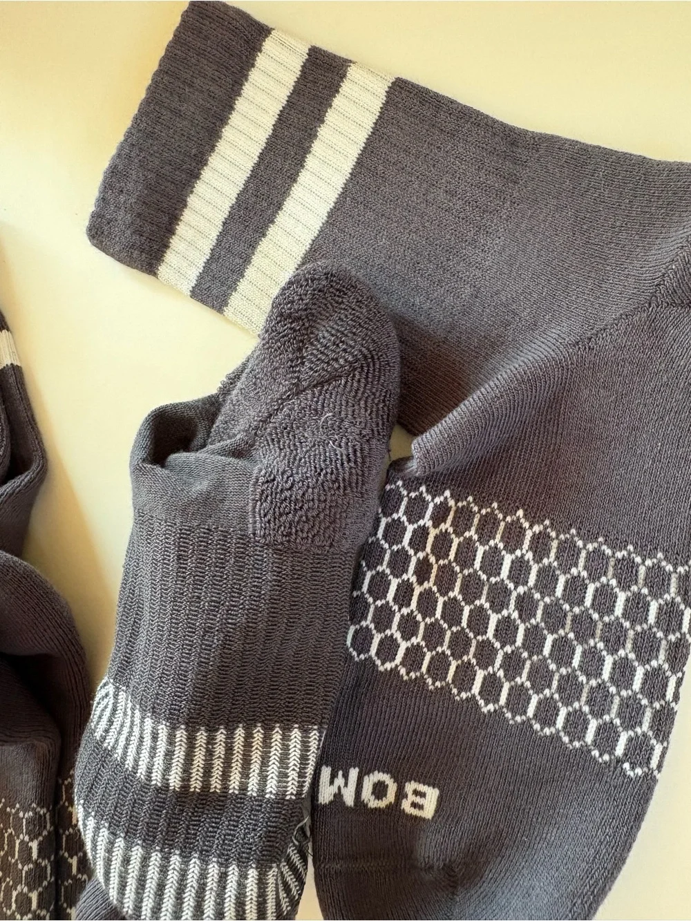 Bombas 12 pack Gray Crew Athletic Socks with White Stripe Accents